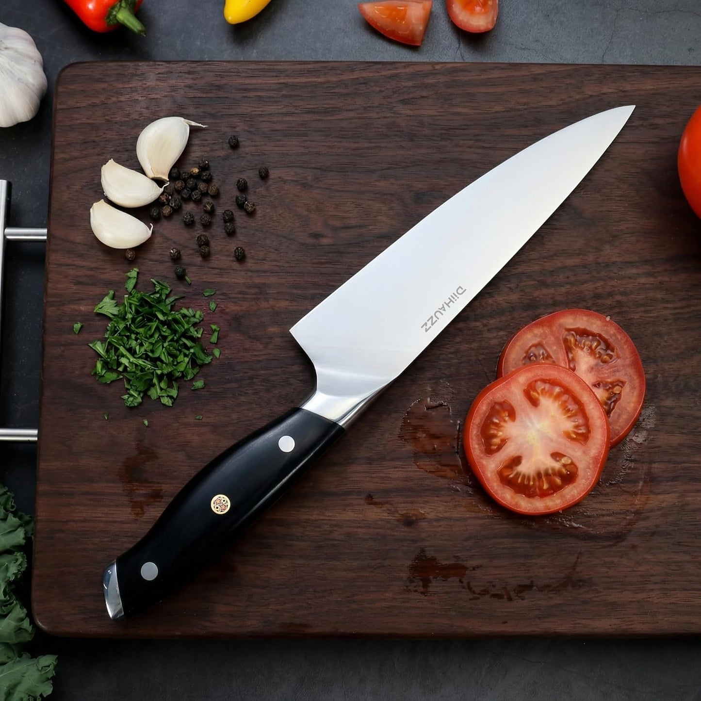 DiiHAUZZ Brisket Knife, 12 Inch Carving Knife for Meat, Razor Sharp High Carbon Steel, Full Tang Ergonomic Pakkawood Handle Slicing Knives for Roast Beef, BBQ, Turkey, Grilling Gift for Men