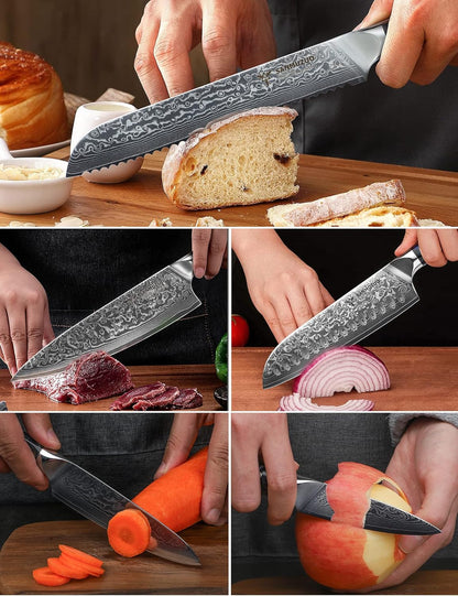 Steak Knives Set of 4, Ultra Sharp Non Serrated Kitchen Steak Knife 5 Inch - Damascus Steel & Resin Handle - Xuan Series (Sapphire Blue)