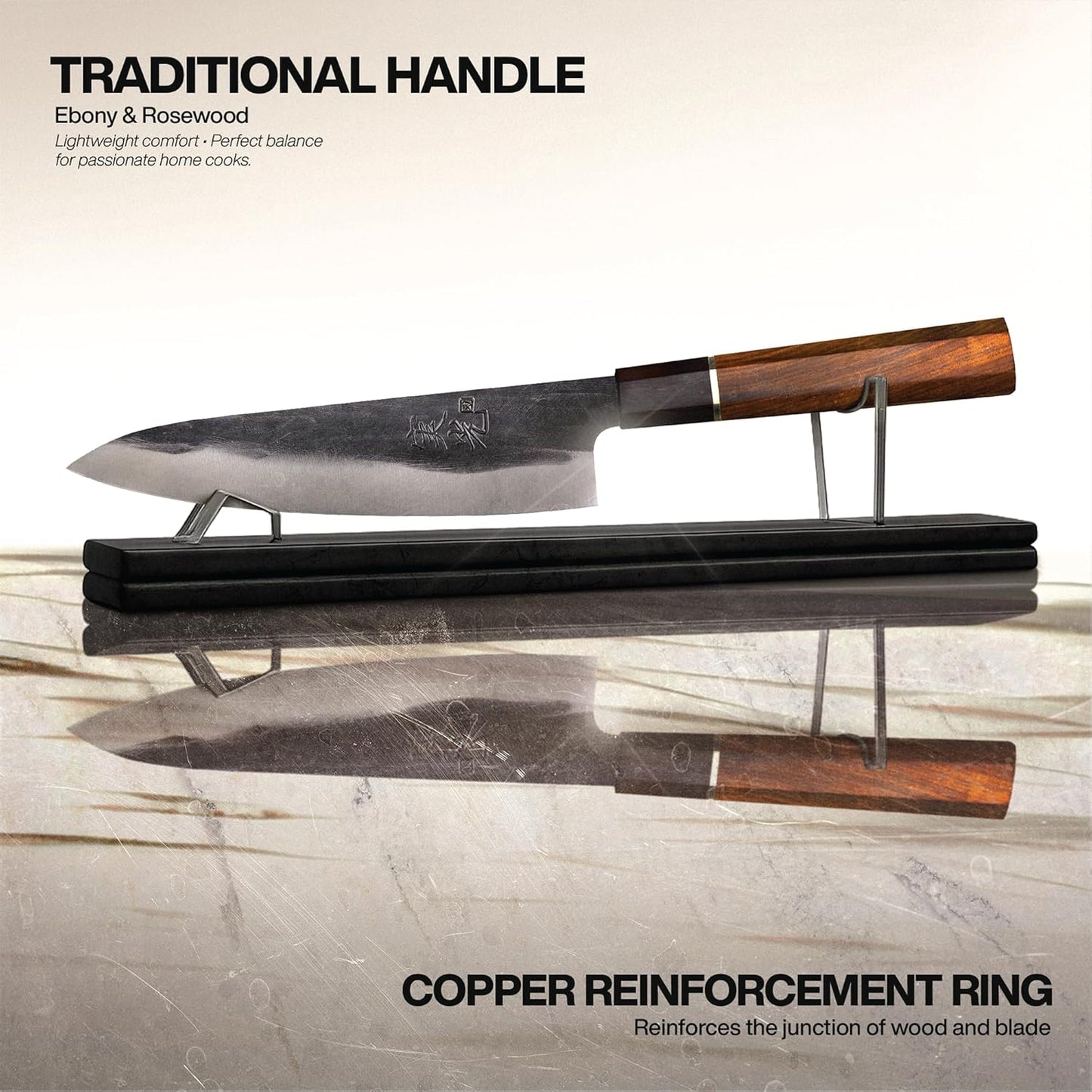 Jikko® Heritage Edition – Japanese Gyuto Chef Knife 8.5" | Hand-Forged AUS-8 Steel with Heritage Finish, Ebony & Rosewood Octagonal Handle – Premium Chef’s Knife with 3X Edge Retention