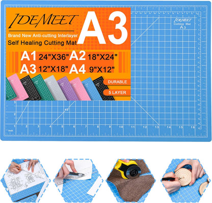 Density-upgraded 24" x 36" Large Self Healing Sewing Mat, Idemeet Rotary Cutting Mat 5-Ply Cut Board for Crafts Hobby Project, Scale Size 24" x 36", A1, Green
