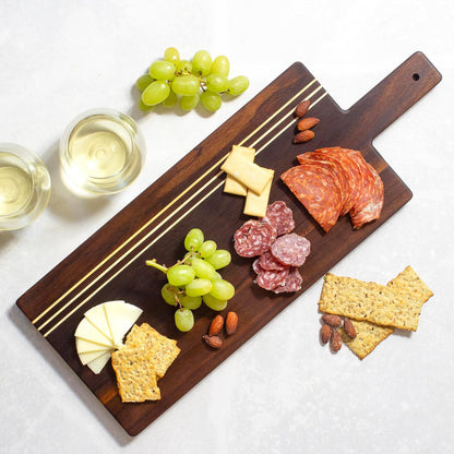 Rock & Branch Large Acacia Wood Cutting Board with Juice Groove – 18" Carving Board with Inlaid Pinstripes | Doubles as Oversized Charcuterie Serving Tray