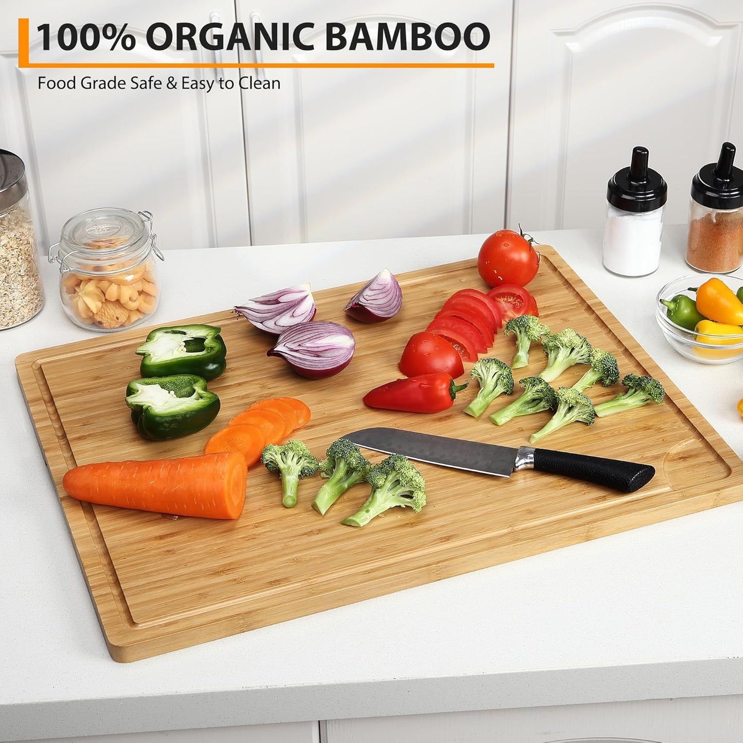 30 x 20 Inch Extra Large Wood Stove Top Cover Chopping Board, Bamboo Kitchen Cutting Board for BBQ, Turkey Carving Board, Large Charcuterie Boards for Party, Over the Sink Cutting Board