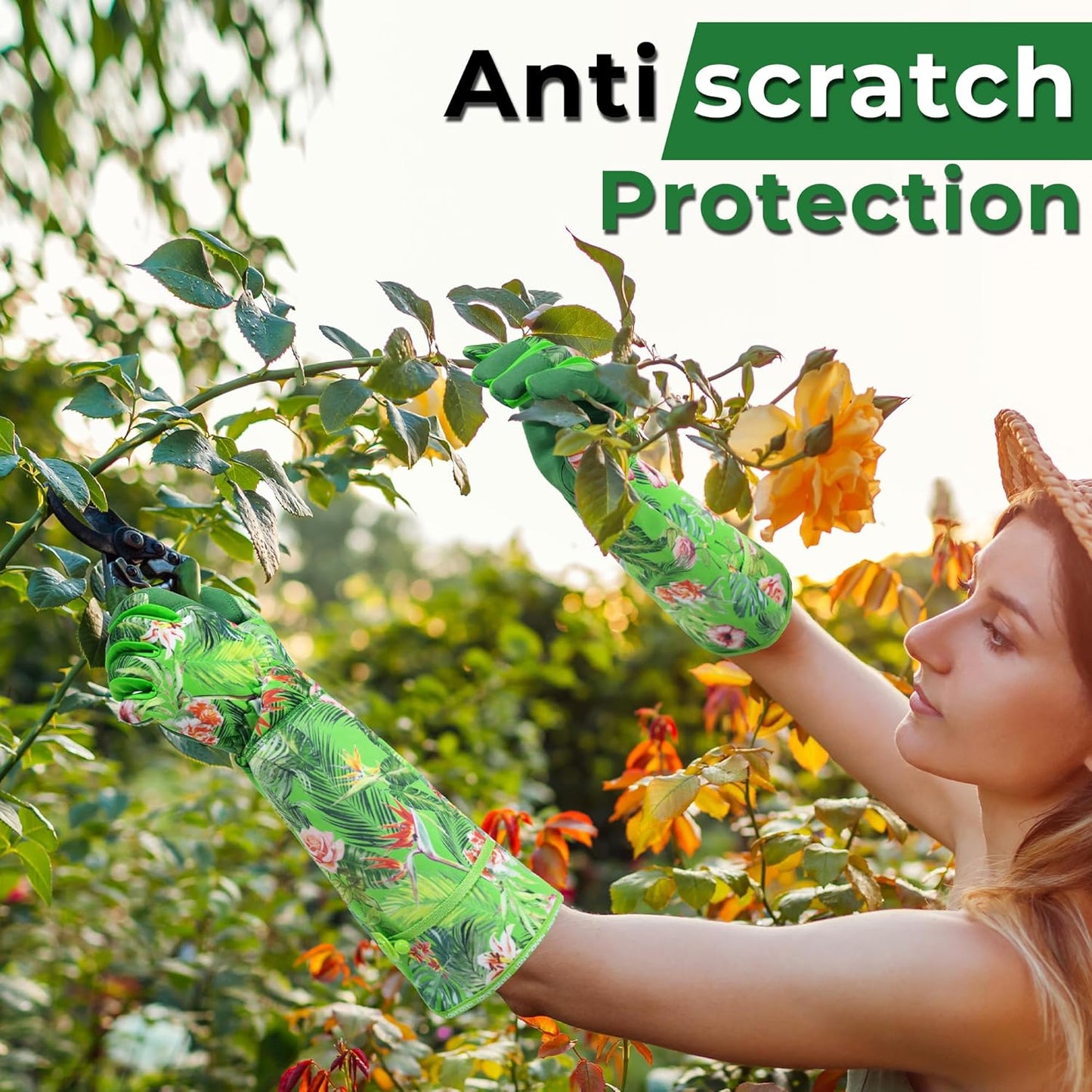 HANDLANDY Rose Pruning Gloves for Men & Women, Long Thorn Proof Gardening Gloves, Breathable Pigskin Leather Gauntlet, Best Garden Gifts & Tools for Gardener