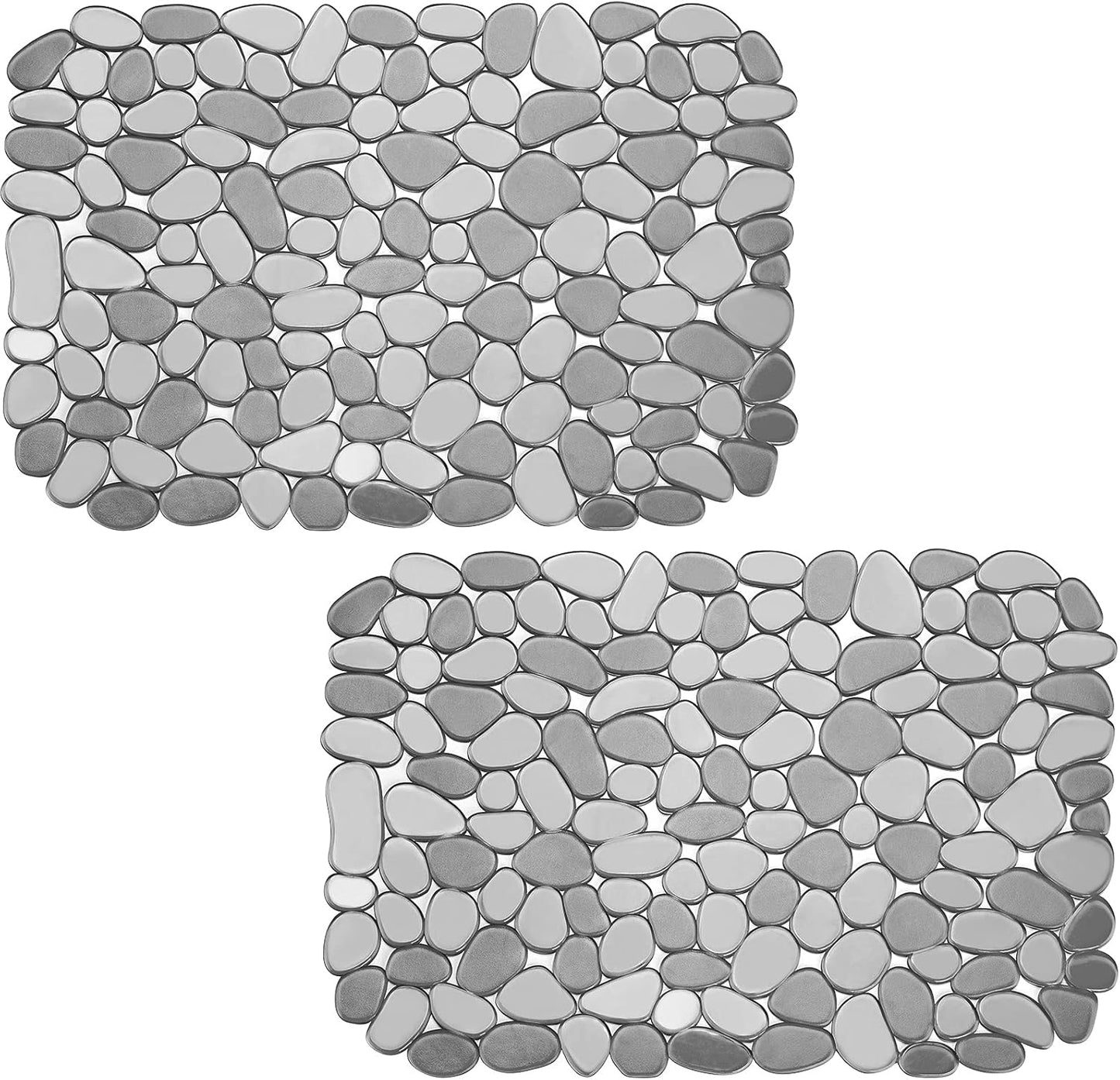 Coopay Kitchen Sink Mat Pebble Protect Mat PVC Eco-friendly Adjustable Stainless steel/ Porcelain Dish Drying Pad Protector for Bottom of Kitchen Sink, 15.8 x 11.8 inches (2 Pack, Black and Gray)