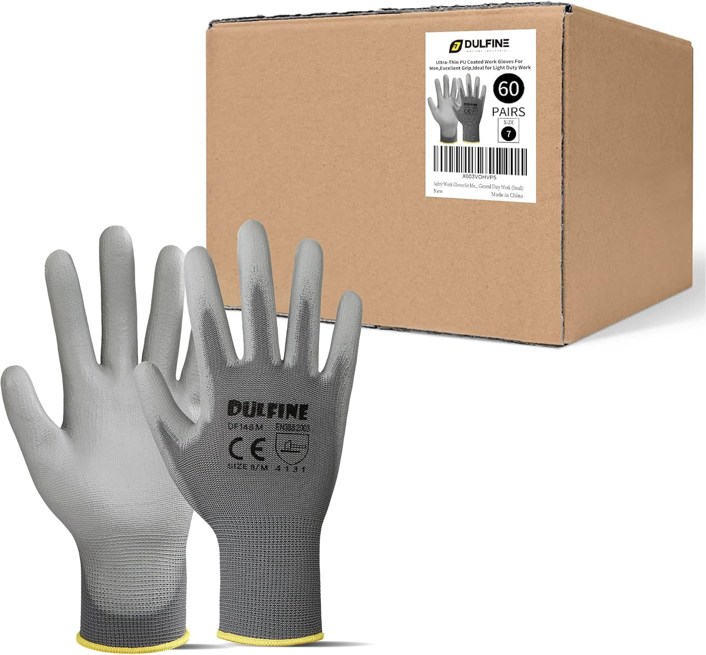 DULFINE Safety Work Gloves PU Coated-12 Pairs,Red Seamless Knit Glove with Polyurethane Coated Smooth Grip on Palm & Fingers, for Men and Women, Ideal for General Duty Work (Large)