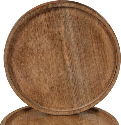 Mango Carving Wood Round Platters for Ottoman or Side Table, Charcuterie Board or Cheese Platter for Living Room (13" x 13" x 2" - White Wash)