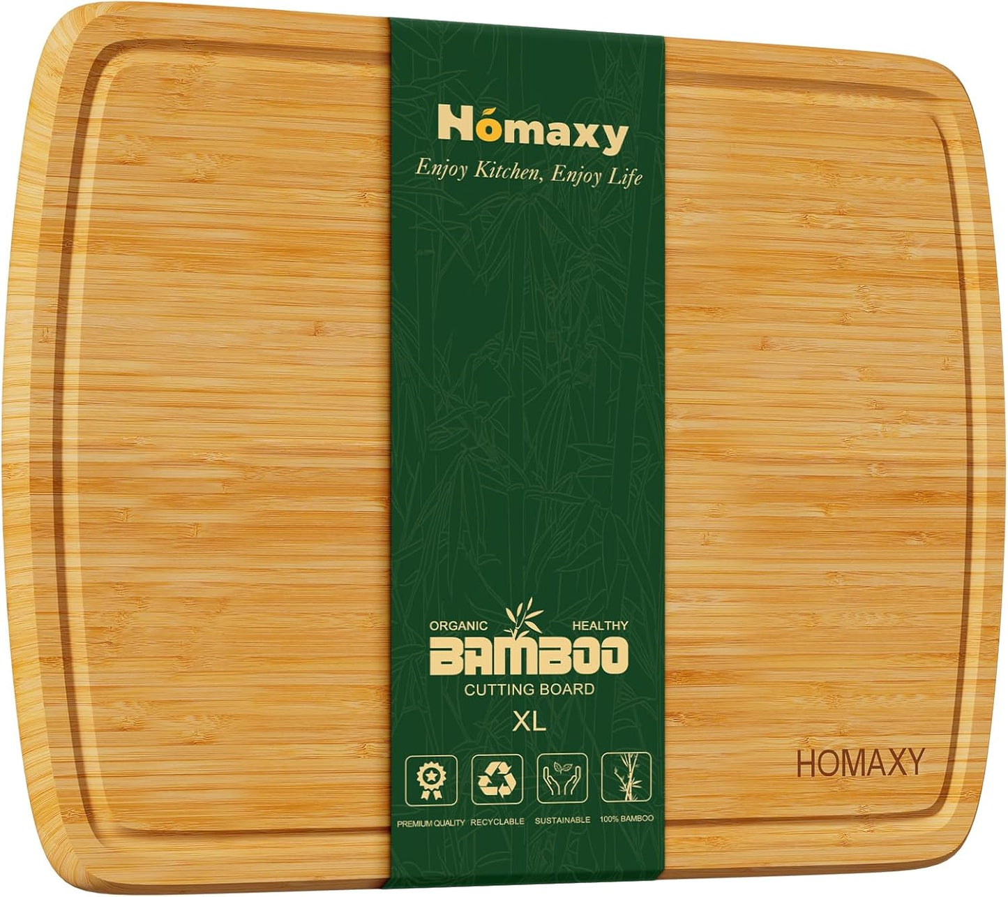 Homaxy Extra Large Organic Bamboo Cutting Boards for Kitchen, 18"x12" Wooden XL Cutting Board with Juice Groove and Handles, Charcuterie Butcher Block Wood Serving & Chopping Board - Pre Oiled