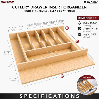Rev-A-Shelf Natural Maple Right Size Utensil Insert Home Storage Kitchen Organizer 7 Compartment Drawer Accessory, 19 1/4" x 19 1/2", 4WCT-24SH-1