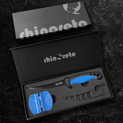 Rhinoreto Fillet Knife for Fish - Razor Sharp G4116 German Stainless Steel Blade, 6.5 Inch Professional Filleting & Boning Knife with Non-Slip Handle, Protective Sheath & Sharpener