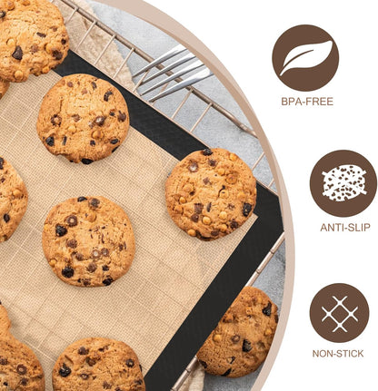 Silicone Baking Mat, 3 Pack Reusable Baking Sheet, Non-Stick ＆ Food Safe Silicone Mats for Baking for Making Cookies Macaroons Bread, Baking Supplies ＆ Accessories
