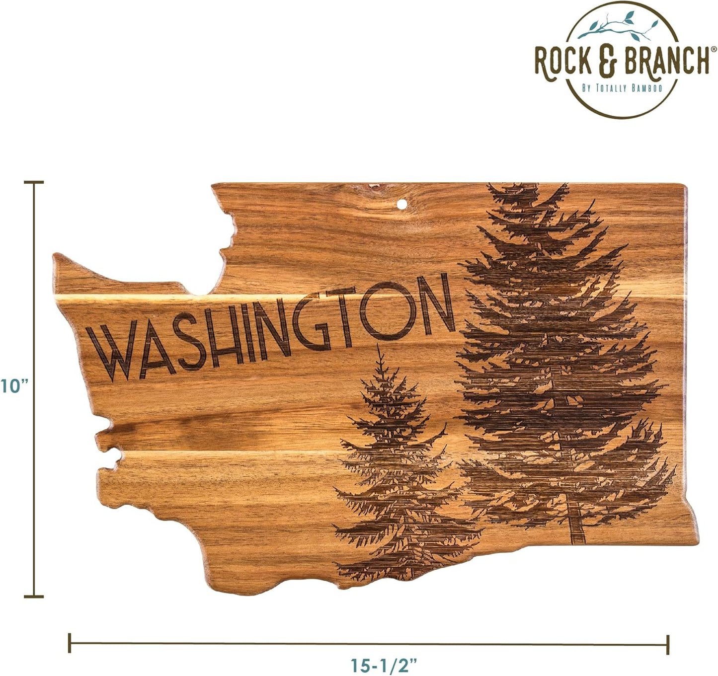Totally Bamboo Rock & Branch Origins Series New York State Shaped Cutting Board and Charcuterie Serving Tray, Includes Hang Tie for Wall Display