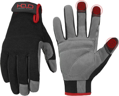 HANDLANDY Work Gloves for Men & Women, Utility Mechanic Working Gloves Touch Screen, Flexible Gardening Gloves for Yard