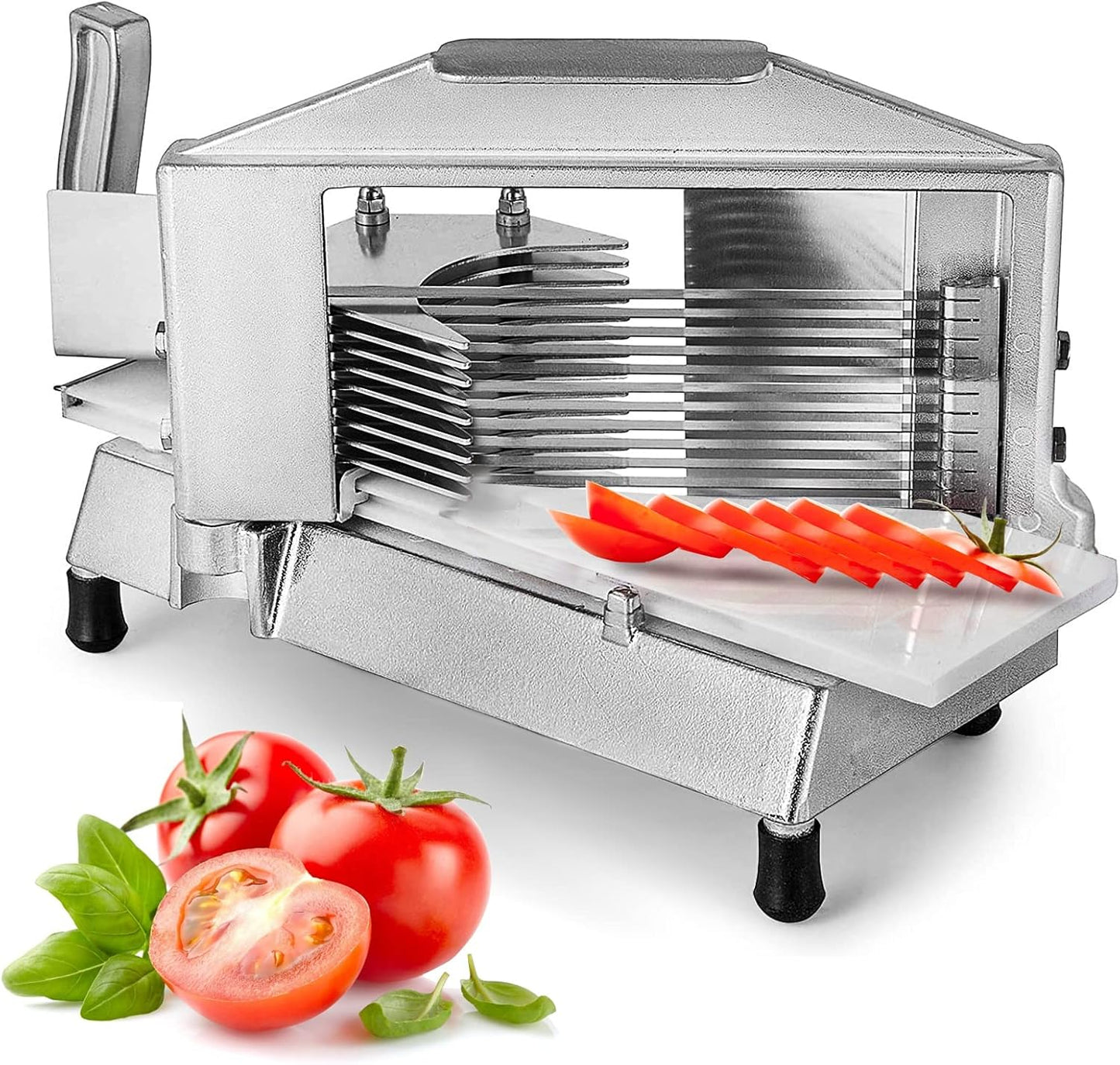 VEVOR Commercial Tomato Slicer 3/16 inch Heavy Duty Tomato Slicer Tomato Cutter with Built-in Cutting Board for Restaurant or Home Use (3/16 inch)