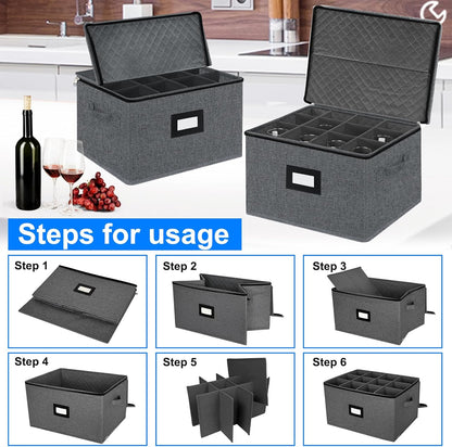VERONLY 2 Pack Flatware Utensil Storage - Sturdy Silverware Storage Box with Dividers, 5 Compartment Flatware Storage Case with Handles and Removable Lid for Moving&Protected(Dark Gray)