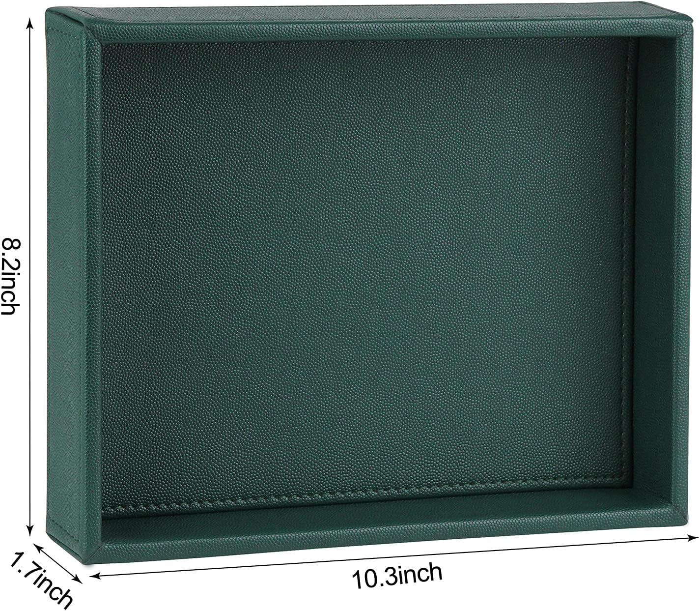 HofferRuffer Faux Leather Vanity Tray, Elegant Desktop Storage Organizer, Decorative Catchall for Perfume, Bathroom Valet, Nightstand or Dresser, 10.2 x 8.4 x 1.8 inches (Grey Stripe)