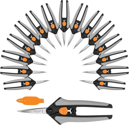 Fiskars 6" Pruning Scissors for Flower Stems, Herbs, Buds, and Small Plants, Garden Snips with Stainless Steel Blades, Gardening Trimmers with Comfortable Handle