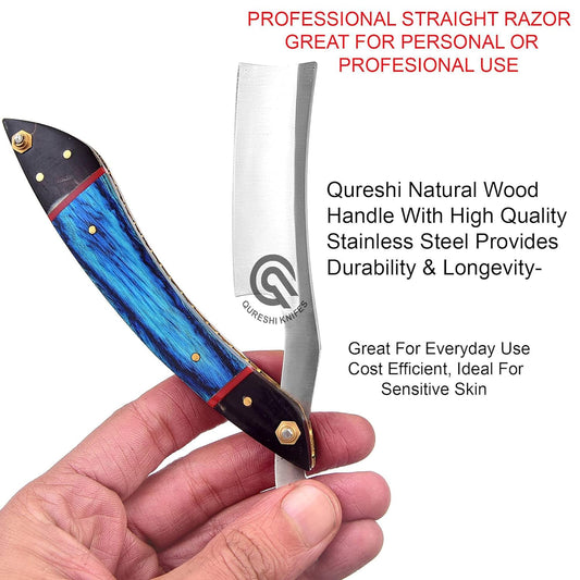 Professional Straight Razor with Leather Strop - Straight Edge Barber Razor Premium for Men & Women (Stainless Steel Blade)