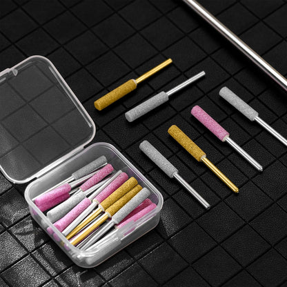Chumia 30 Pcs High Hardness Titanium Diamond Chainsaw Sharpener Stone Bit Bulk Chain Electric Chainsaw Sharpening Wheels Kit 3 Size Plated Grinding Tool, 5/32, 3/16, 7/32 Inch (Gold)
