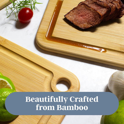 Totally Bamboo Cutting Boards for Kitchen with Juice Groove, Set of 3 – Bamboo Wood Cutting Board Set in Small, Medium & Large Sizes