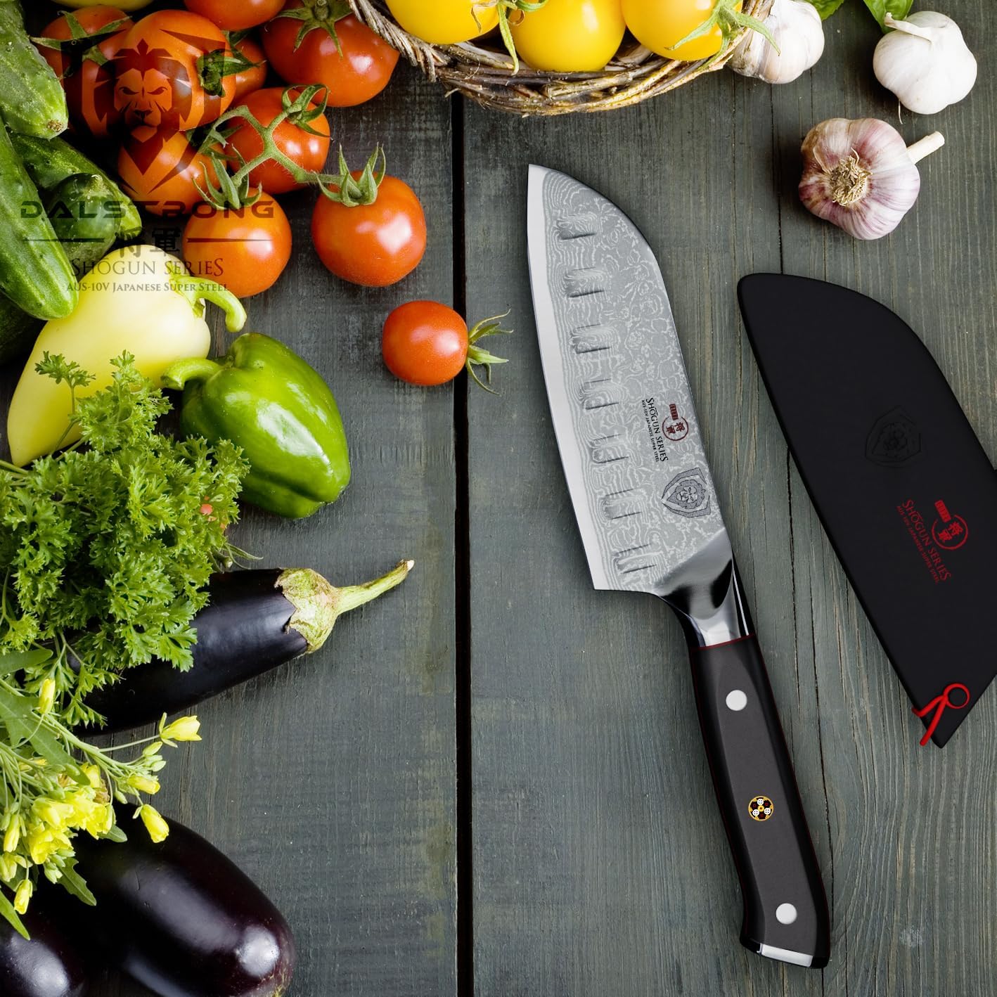 Dalstrong Santoku Knife - 5 inch - Shogun Series Elite - Japanese AUS-10V Super Steel Kitchen Knife - Black G10 Handle - Vegetable Knife - Damascus Layered - Vacuum Heat Treated - Sheath Included