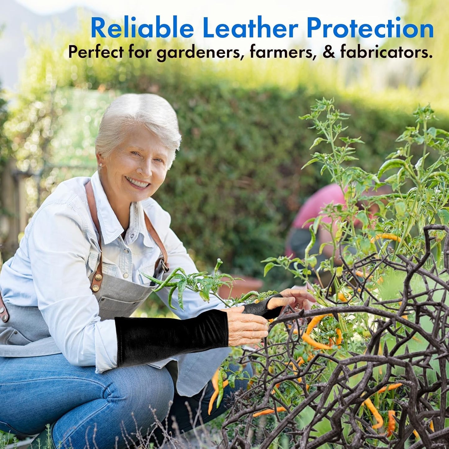 Arm Chaps Leather Protective Sleeves Arm Guard - Prevent Cuts, Scratches & Bruises - Genuine Cowhide - Ideal for Gardening & Construction - Left & Right Form-Fitting. Tan (1 Pair/XX-Small).