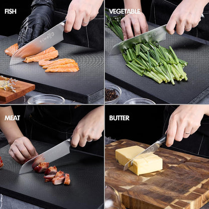 SHI BA ZI ZUO Meat Cleaver Set Chinese Style Patterns 7.09”&6.97" Chef Knife Stainless Steel Professional Kitchen Cleaver And Santoku Knife (Kitchen Knife Set 2 Pcs)