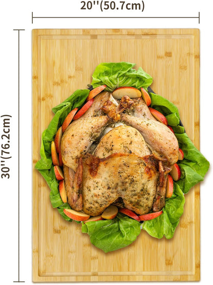 Utoplike Extra Large XXXL Bamboo Cutting Board 24 x16 Inch, Largest Wooden Butcher Block for Turkey, Meat, Vegetables, BBQ, Over the Sink Chopping Board with Handle and Juice Groove, Thickness 1.25"