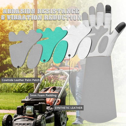 Long Gardening-Gloves Women/Men-Thorn proof Rose Pruning Heavy Duty Gauntlet, Best Garden Gifts for Gardener-L