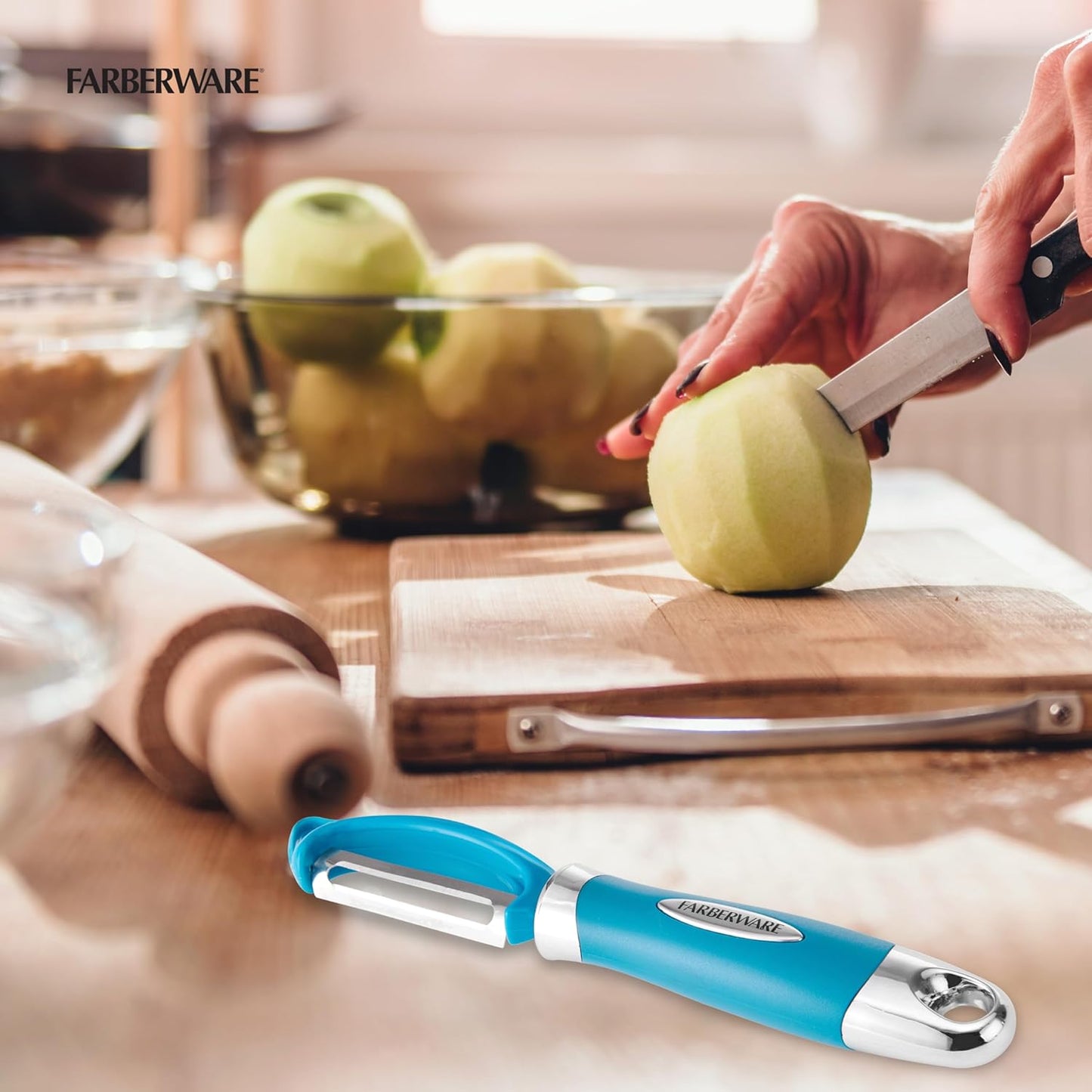 Farberware Pro2 Vegetable Peeler, Euro Peeler with Razor-Sharp Stainless Steel Blade, Swivel Peeler for Potatoes, Fruits, and Vegetables, Built-In Bud Remover, Dishwasher Safe