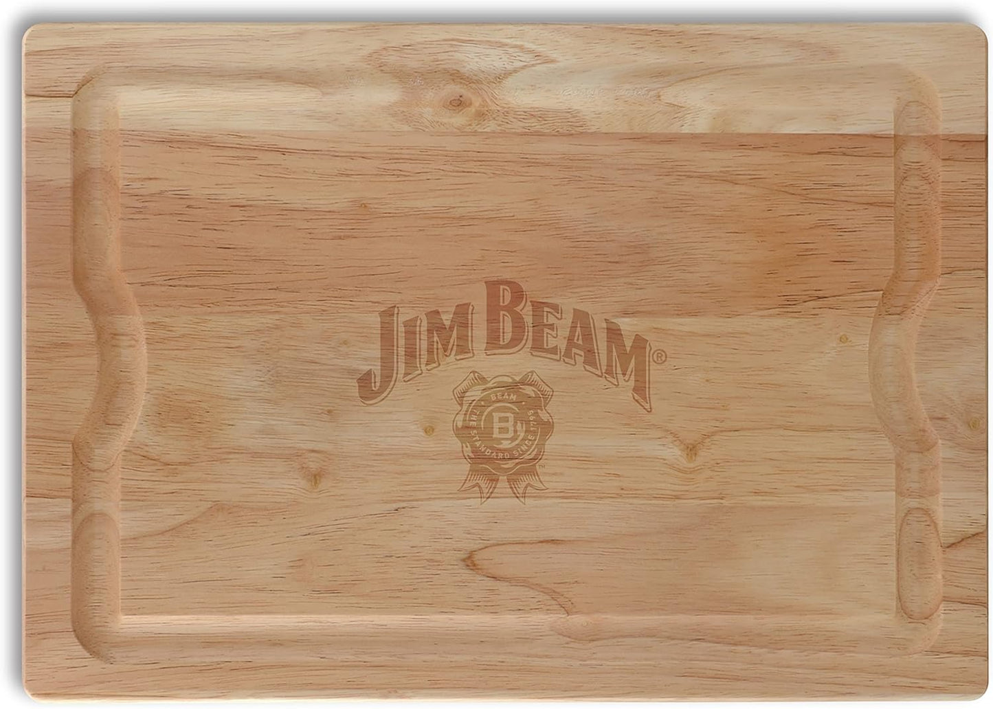 Jim Beam 3-Piece Carving Set, Includes Stainless Steel Knife and Fork with Wood Handles and Wooden Carving Board, Brown