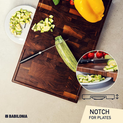 Bamboo Cutting Board, 19.7 x 12.2 Inch (ExtraThick 1.7") Hardwood Professional Butcher Block, Charcuterie Board. End Grain Non Toxic Wood Chopping Board (Oil & Plate Included)