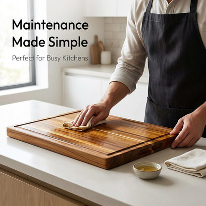 Bellsal 3 Pack Teak Wood Cutting Board Set for Kitchen Charcuterie Board Serving Heavy Duty Non Toxic Slip Over Sink Solid Thick Haus Wooden Chopping Board Large Big Small Meat Kitchen Essential Gift