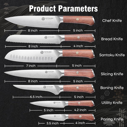 YOTSUBA Carving Knife and Fork Set, Meat Cutting Knife, Razor-Sharp German Stainless Steel Knives Fork Set with Ergonomic Wood Handle, Slicing Knives for Meats, BBQ & Vegetables