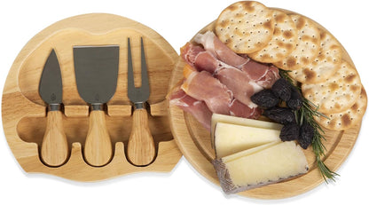 Picnic TIME NFL Brie Cheese Board and Knife Set - Charcuterie Board Set - Wood Cutting Board - Colors A