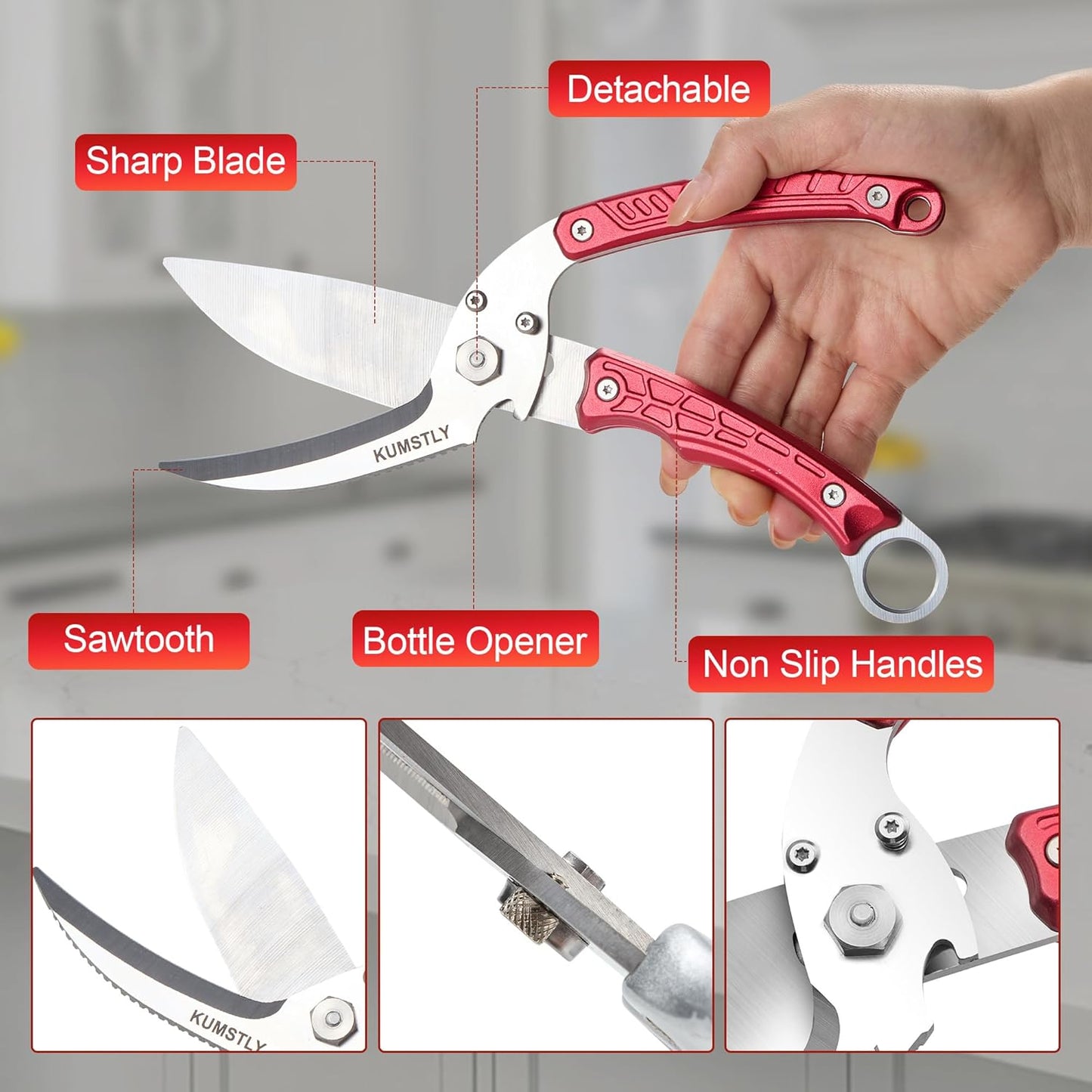 Kitchen Scissors All Purpose Kitchen Shears Heavy Duty for Cutting Chicken, Turkey, Meat, Bones, Vegetables Stainless Steel Spatchcock Shears Multipurpose Food Scissors