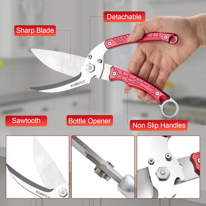 Kitchen Scissors All Purpose Kitchen Shears Heavy Duty for Cutting Chicken, Turkey, Meat, Bones, Vegetables Stainless Steel Spatchcock Shears Multipurpose Food Scissors