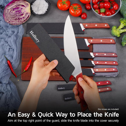 Kitchen Knife Guards Set, Universal Blade Covers, Abs Plastic BPA-Free Blade Protector with Velvet Lining, Professional Kitchen Knife Storage Solution for Home Cooks, Black (2 Pcs)