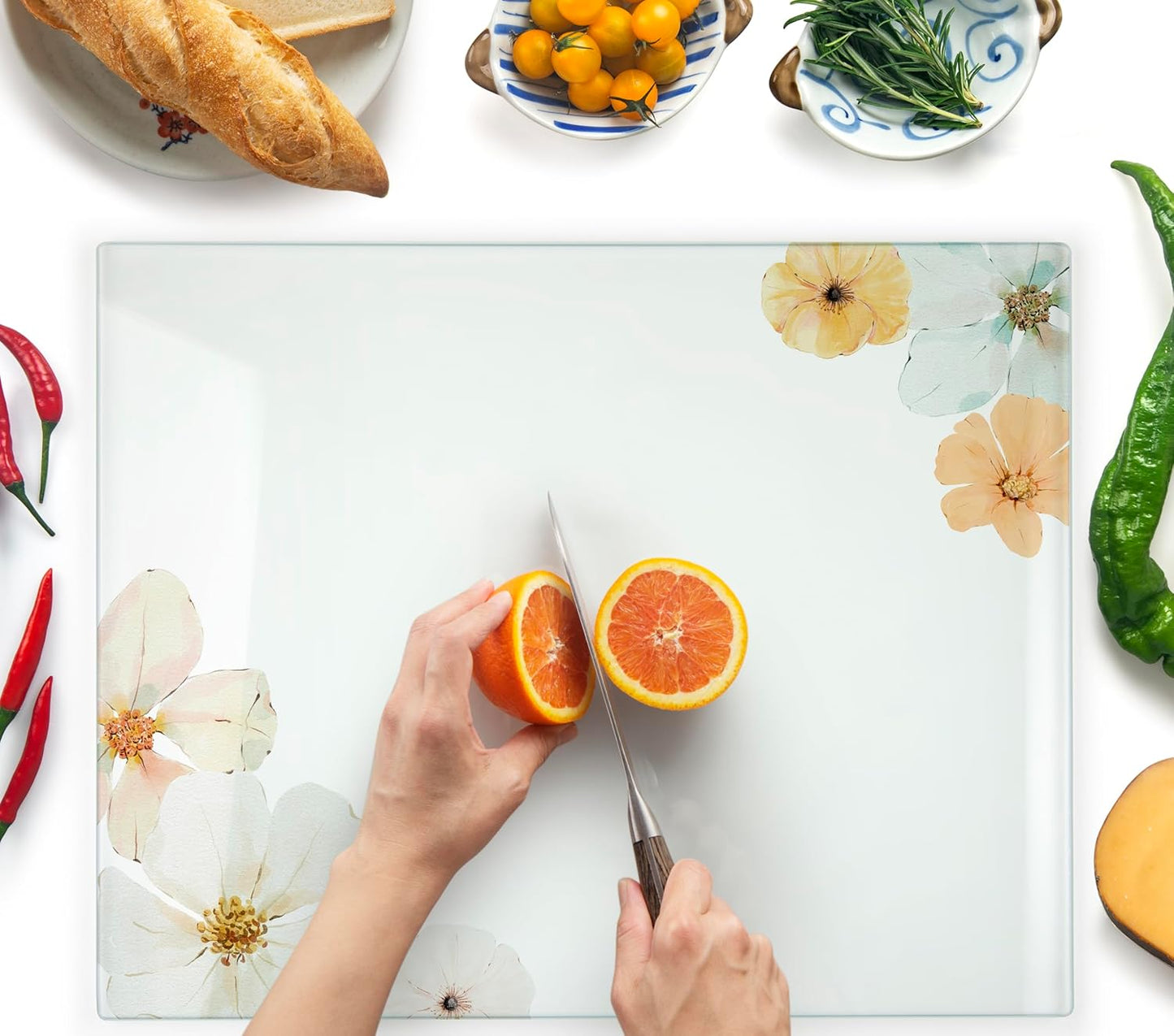 Kitchenville Glass Cutting Board 20”x16”: Tempered Glass Kitchen Counter Protector - Durable- Scratch-Resistant, Heat-Proof - Clear Design