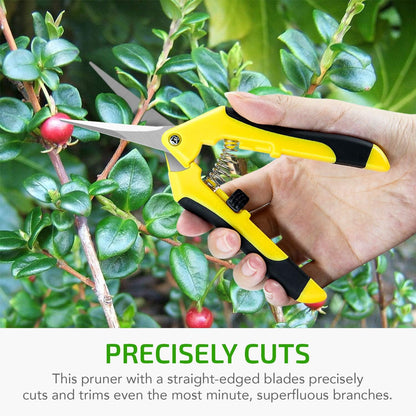 iPower 6.5 Inch Gardening Hand Pruner Pruning Shears Trimming Scissors with Straight Stainless Steel Blades for Bonsai, Herb, Bud, Hedge, 4-Pack, Yellow