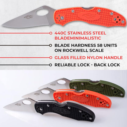 Firebird GANZO F759MS-BL Folding Pocket Knife 440C Stainless Steel Serrated Blade Anti-Slip Handle with Clip Fishing Camping EDC Utility Pocket Knife (Blue)