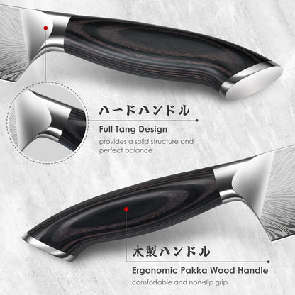 5PCS Knife Set, Kitchen Knife Sets in Powder Steel, Ultra Sharp Japanese Knives Set High Carbon Steel Chef Knives Sets, Cooking Knives Set with Ergonomic Pakkawood Handle