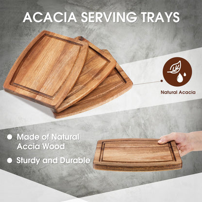 Kigley 10 Pcs Acacia Wood Cutting Boards Bulk for Laser Engraving Wooden Dinner Plates with Groove Chopping Charcuterie Board Carving Tray for Holiday Housewarming Party Gifts (8 x 10 Inch)