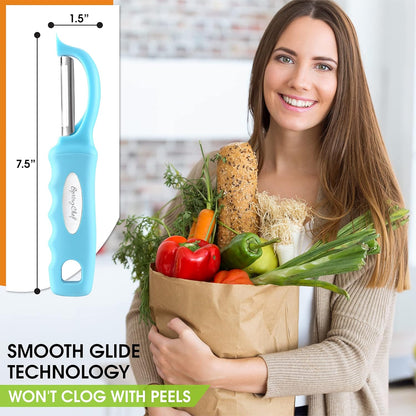 Spring Chef Premium Swivel Vegetable Peeler, Soft Grip Handle and Ultra Sharp Stainless Steel Blades - Perfect Kitchen Peeler For Veggie, Fruit, Potato, Carrot, Apple - Black