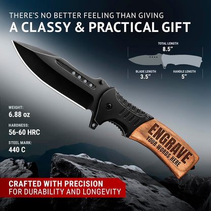 Pocket Knife for Men with Wood Handle & Glass Breaker & Pocket Clip - 3.66" Sharp Blade - Cheese Knives - Folding Knife for Men Women Hunting Camping Military Tactical Survival Hiking Work EDC 0207