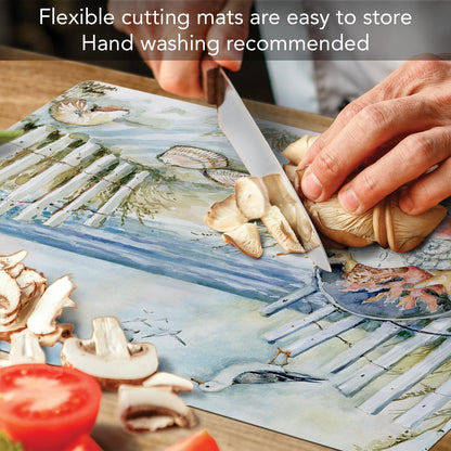 Cut N' Funnel Farmhouse Fall Designer Flexible Cutting Board Mat 15" x 11.5" Made in the USA Decorative Flexible Easy to Clean