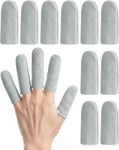 EORTA 10 Pack Non-Slip Suede Finger Cots, Leather Finger Protectors for Needle Felting, Sewing, Electronics Repair, Knitting, Needlework, Embroidery & Crafts, Brown