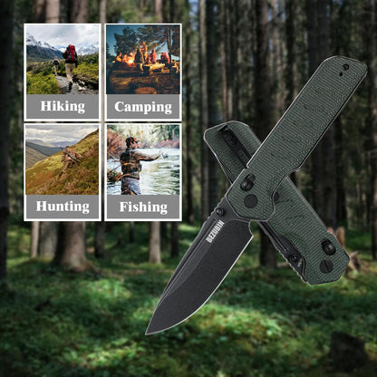 Folding Pocket Knife 3.25" VG10 Blade EDC Folding Knife with Safety Axis Lock Black G10 Handle Hunting Camping Knife with Thumb Stud Opener