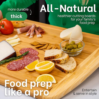 Greener Chef 30 x 20 Organic Extra Large Cutting Board with Lifetime Replacements – Wood Bamboo Chopping Board - Wooden Butcher Block Cutting Board for Carving Turkey, Grilling Brisket and BBQ
