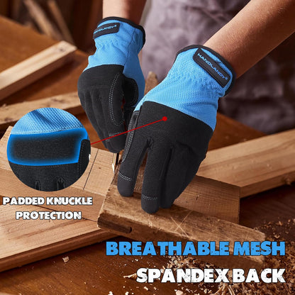 HANDLANDY Work Gloves for Men & Women, Utility Mechanic Working Gloves Touch Screen, Flexible Gardening Gloves for Yard