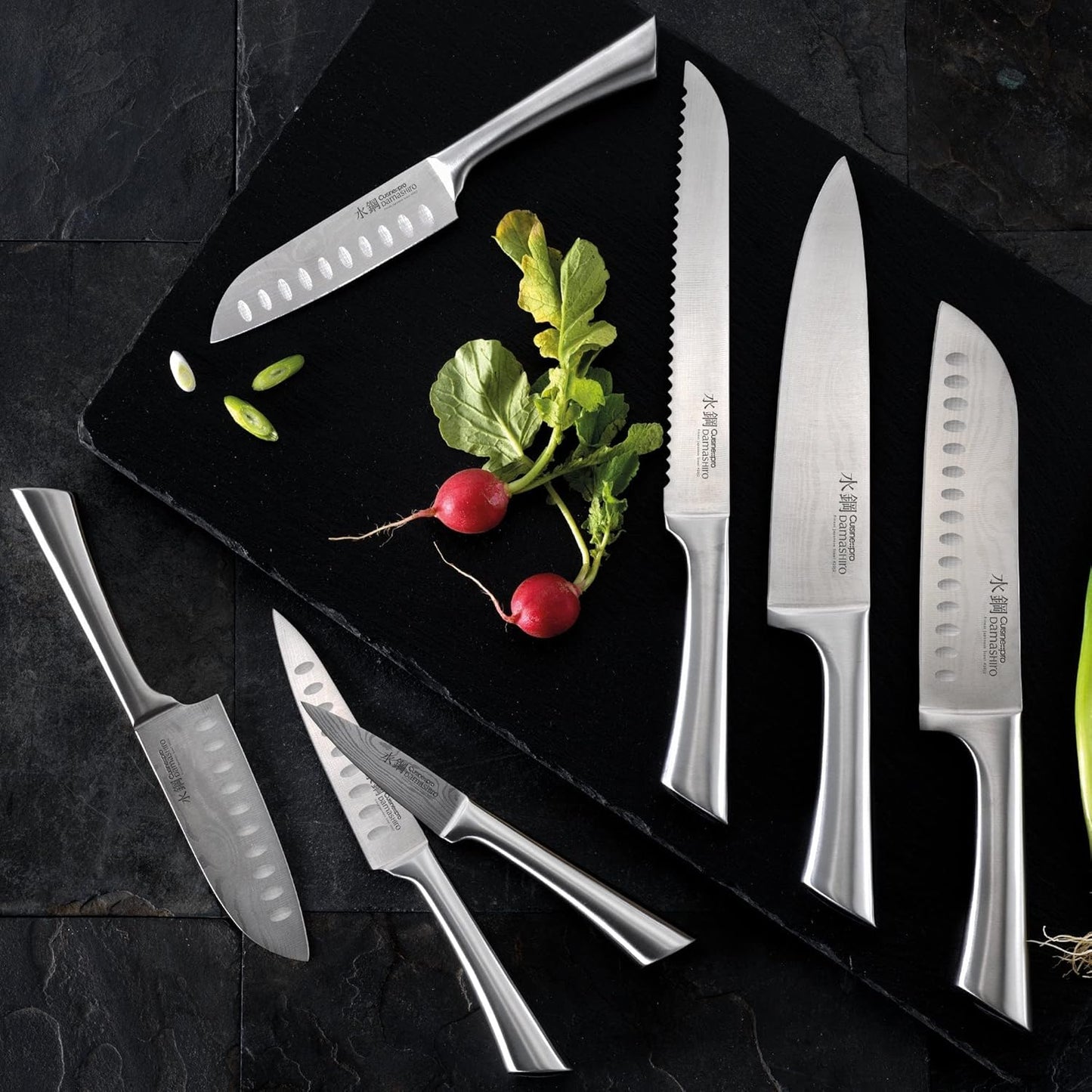 CUISINE::PRO® Damashiro® Utility Knife 4.5in Premium Quality 420J2 Steel, Serrated Blades, Ice Hardened, Seamless Stainless Steel Handle